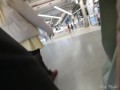 Petite Girl Flashing Pussy under miniskirt in mall (Risky Upskirt)