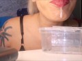 Filling it with spit while smoking