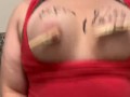 BBW Bounces Her Fat Tits Til Clothespins Fly Off Her Nipples [bodywriting!!]