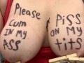 BBW Bounces Her Fat Tits Til Clothespins Fly Off Her Nipples [bodywriting!!]