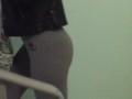 Sexy Girl with pumped ass in leggings climbs the stairs