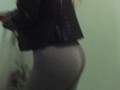 Sexy Girl with pumped ass in leggings climbs the stairs