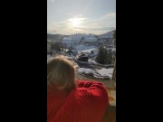 Public balcony Doggyfuck with Big Ass Bitch - Cumshot over Ass!