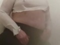 V582 part one of fully dressed shower with masturbation