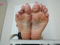 Miss Honey's soles on desk to worship