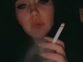 Smoking and flashing my tits in a fur coat 