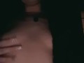 Smoking and flashing my tits in a fur coat 