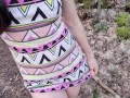 Nerdy Faery Rear View Standing Outdoor Piss