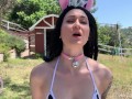 Horny Cowgirl Rides A Dildo On The Farm