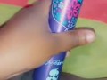 Powerful morning creamy cum with dildo play