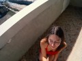 Risky public POV Fuck of russian beauty on the balcony 4K