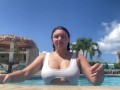 flashing my ass and titties while playing in the pool