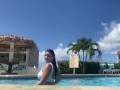 flashing my ass and titties while playing in the pool