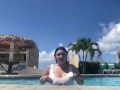 flashing my ass and titties while playing in the pool