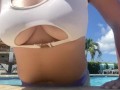 flashing my ass and titties while playing in the pool