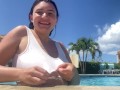 flashing my ass and titties while playing in the pool