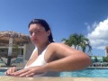 flashing my ass and titties while playing in the pool