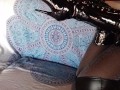 Laura on Heels amateur 2021 on a sofa wearing black sexy platform boots over the knees