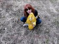 Crush of Easter egg in barefoot
