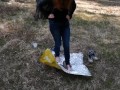 Crush of Easter egg in barefoot