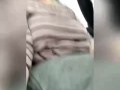 Driving while playing with milky tits & hairy pussy 