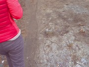 Real public cum panties under the bridge