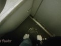 Travelling girl removing and inserting her period cup and peeing on airplane