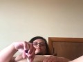 Chubby MILF fucks herself after creampie