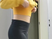 Horny Latina Strips Out Of Sweaty Gym Clothes In Public Gym