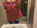 Flashing my perfect boobs at the bathroom of the gas station