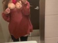 Flashing my perfect boobs at the bathroom of the gas station