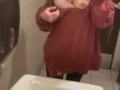 Flashing my perfect boobs at the bathroom of the gas station