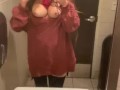 Flashing my perfect boobs at the bathroom of the gas station
