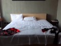 Flexible lady in nylon and satin lingerie Hot bitch in a maid costume Hotel maid PART