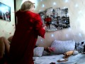 In bed with a mature russian slutty bitch, sucking two dicks, close-up sex
