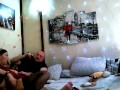 In bed with a mature russian slutty bitch, sucking two dicks, close-up sex
