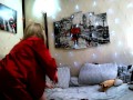 In bed with a mature russian slutty bitch, sucking two dicks, close-up sex