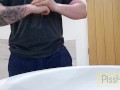 Non-chalant piss in sink