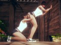 Clothed Outdroor Wall Pussy Licking Fun With Lesbian stepsister