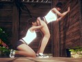 Clothed Outdroor Wall Pussy Licking Fun With Lesbian stepsister