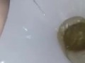 Peeing in my blue panties in the toilet