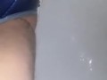 Peeing in my blue panties in the toilet