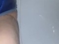 Peeing in my blue panties in the toilet