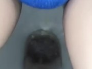 Peeing in my blue panties in the toilet