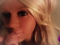 Hot Blonde Real Doll gets fantastic Facial (4K)