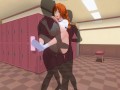 3D HENTAI Group sex with a cute schoolgirl in the locker room