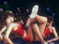 Cute Asian Cheerleaders Tribbing With Clothed