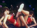 Cute Asian Cheerleaders Tribbing With Clothed