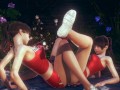 Cute Asian Cheerleaders Tribbing With Clothed