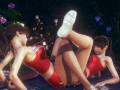 Cute Asian Cheerleaders Tribbing With Clothed